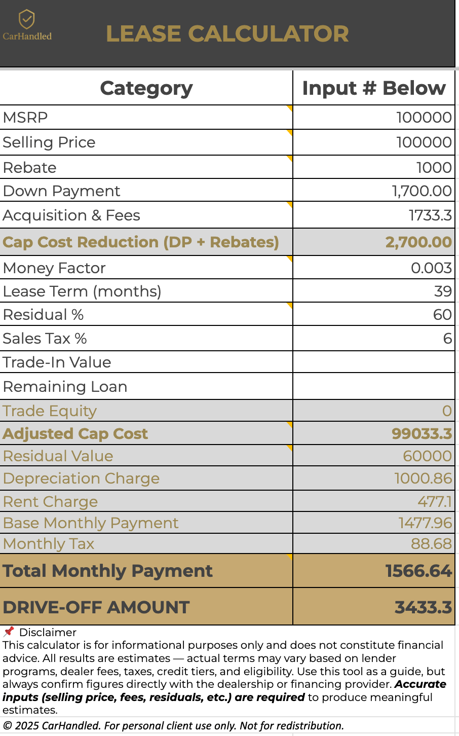 Lease Calculator